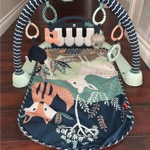 Fisher-Price Navy, Mint & Peach Baby Play Mat with Piano and Toys